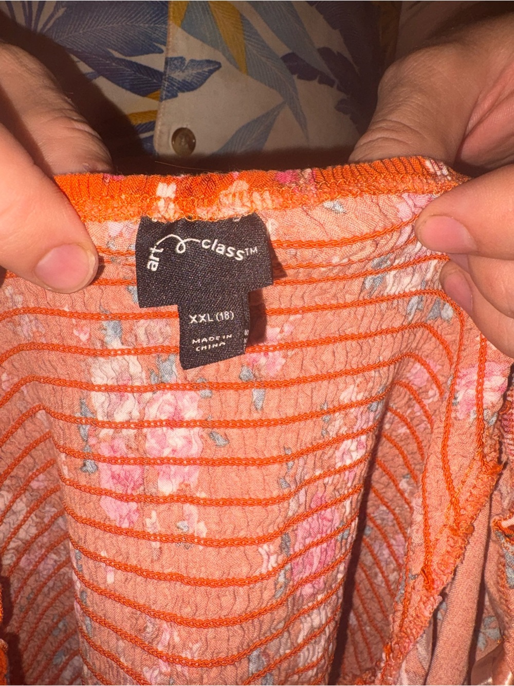 art class Orange Striped Knit Skirt with Floral Detail